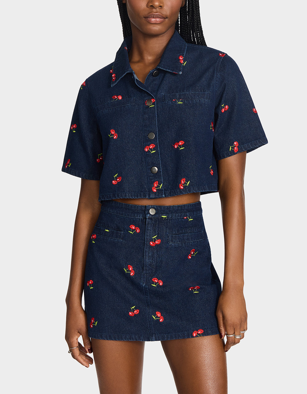 Betsey Johnson Latest - CHERRY ON TOP SKIRT DENIM Women's Denim Mini Skirt