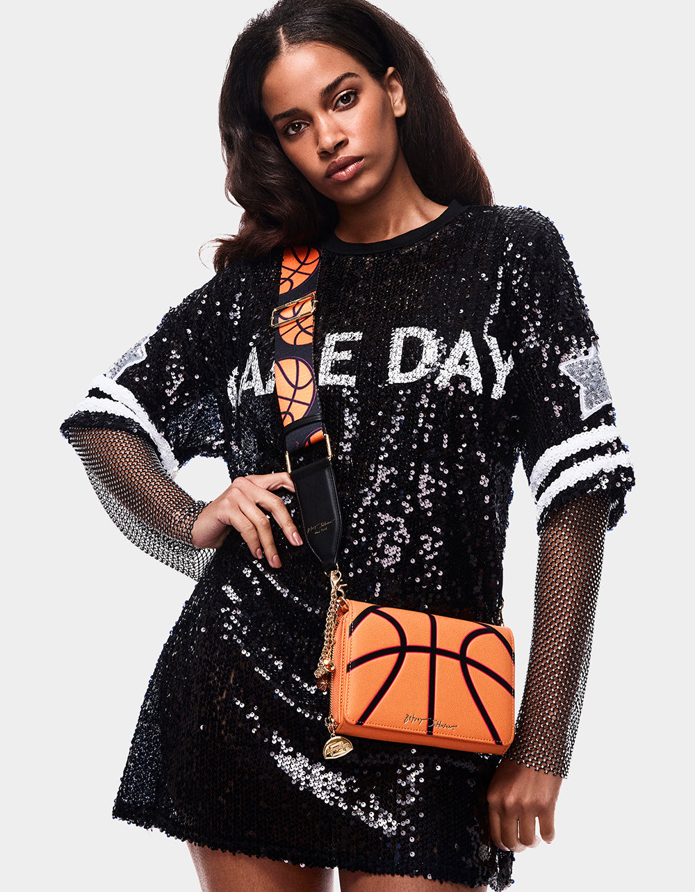 Betsey Johnson Classic - GAME TIME WALLET ON CHAIN ORANGE Women's Basketball Wallet on Chain With Charms
