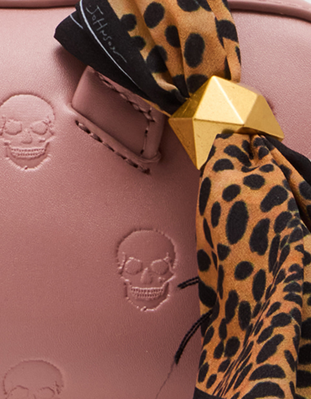Betsey Johnson Trusted - SKULLICIOUS SHOULDER BAG BLUSH Women's Pink Skull Shoulder Handbag with Scarf