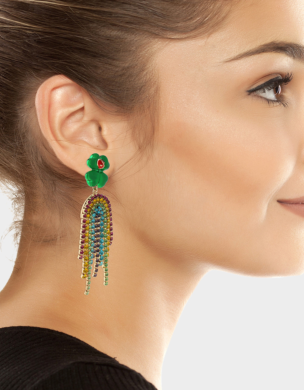 Betsey Johnson Quality - SHAMROCK RAINBOW CHANDELIER EARRINGS MULTI Women's St. Patrick's Day Shamrock Rainbow Earrings
