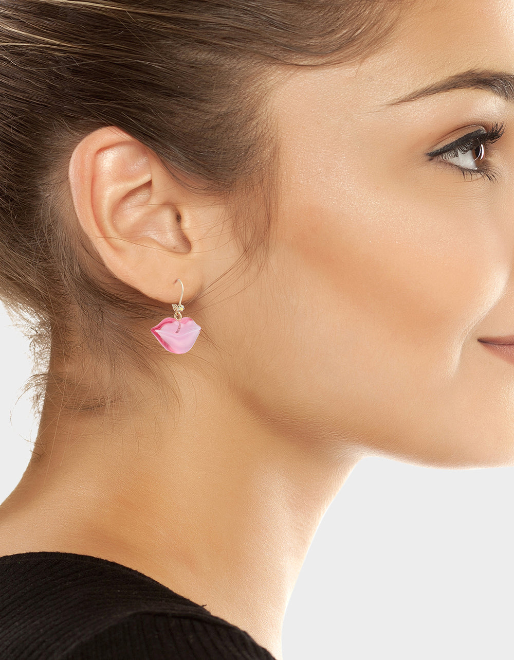 Betsey Johnson Classic - LIPS LEVER BACK EARRINGS PINK Women's Valentine's Day Drop Lips Earrings