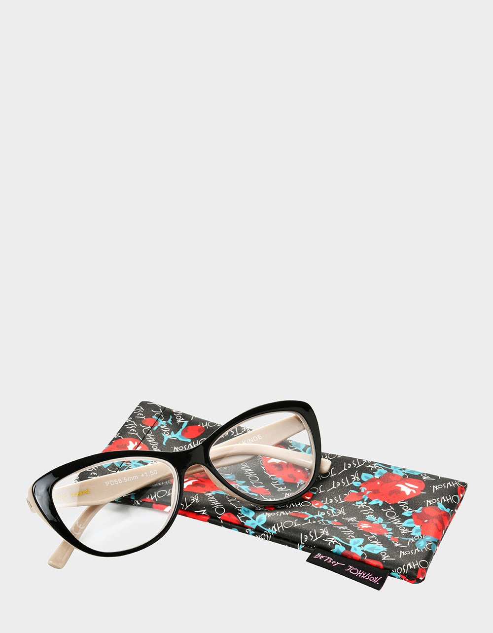 Betsey Johnson Popular - EFFORTLESS CHIC CAT EYE READING GLASSES BLACK Women's Black Nude Cat Eye Reading Glasses