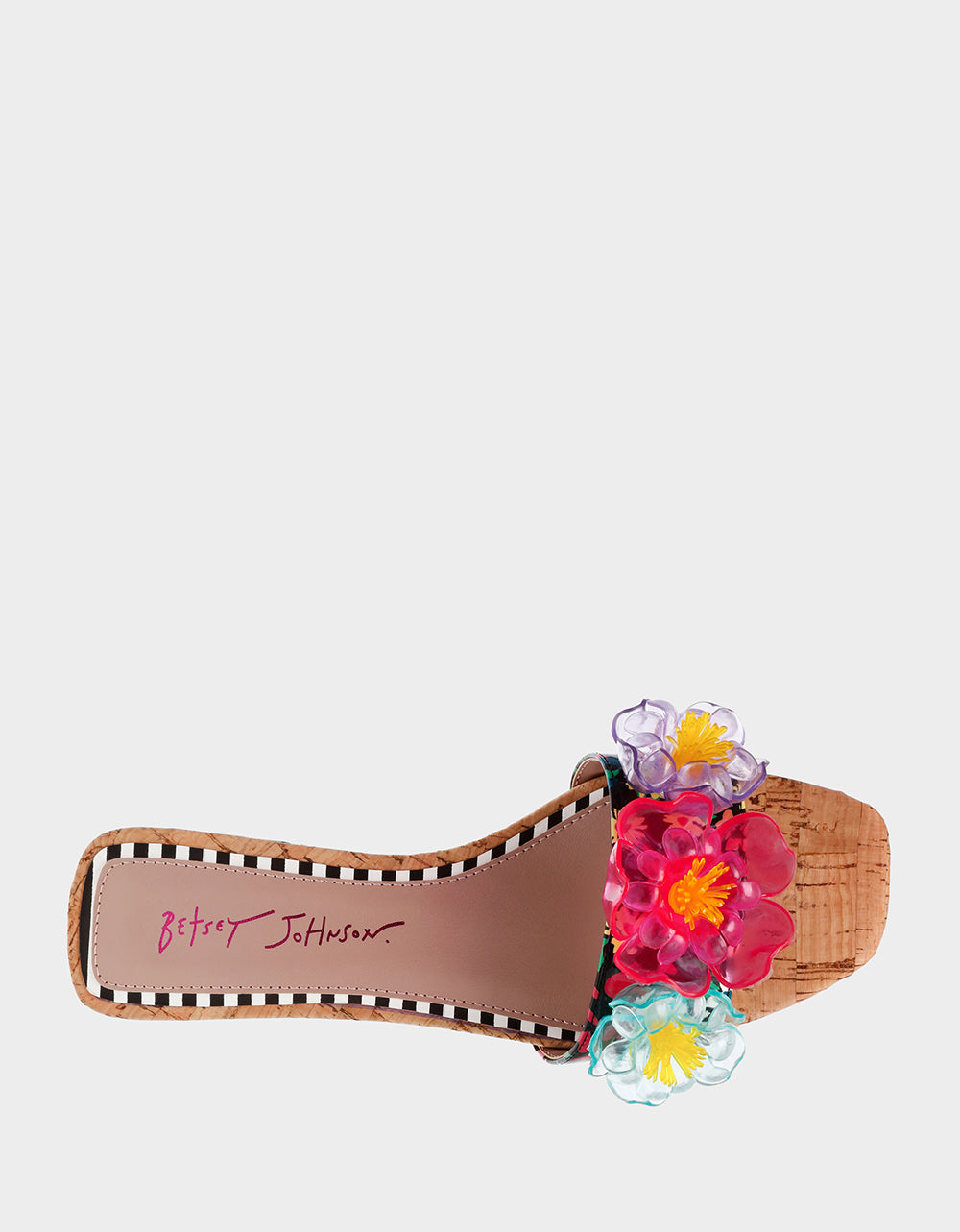 Betsey Johnson Exclusive - BRICE BLACK MULTI Floral Slide Sandal