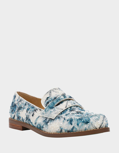 Betsey Johnson Featured - ARON BLUE FLORAL Loafers
