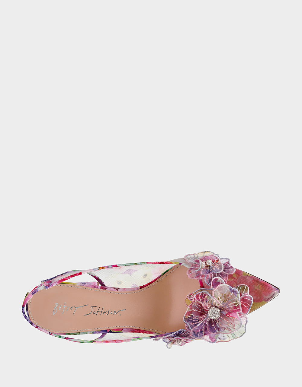 Betsey Johnson Value - PETRA BRIGHT FLORAL Slingback Floral Mesh Block Heel