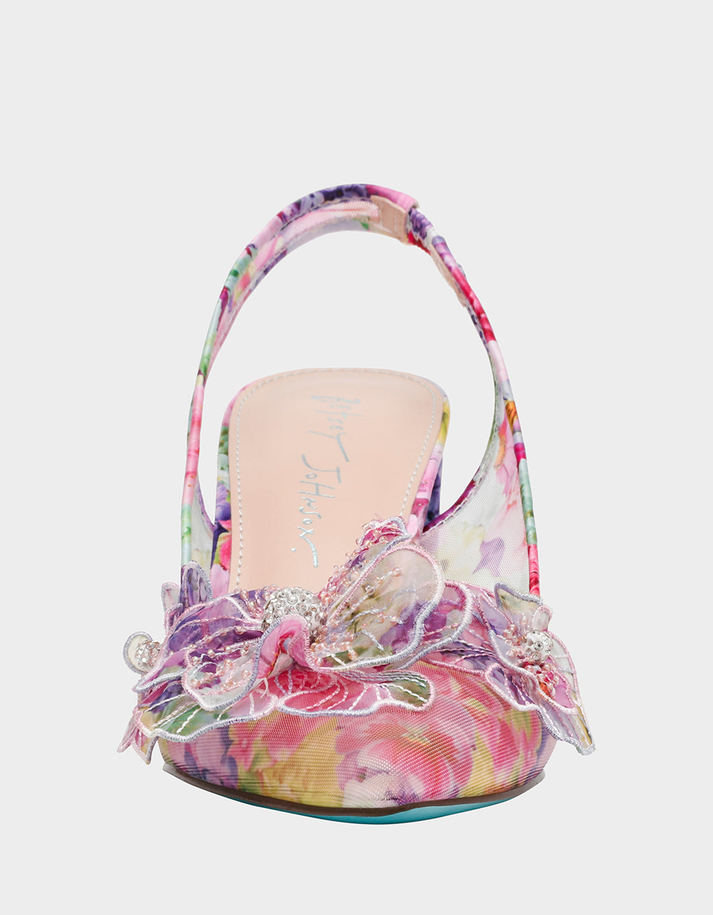Betsey Johnson Value - PETRA BRIGHT FLORAL Slingback Floral Mesh Block Heel