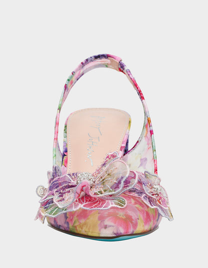 Betsey Johnson Value - PETRA BRIGHT FLORAL Slingback Floral Mesh Block Heel