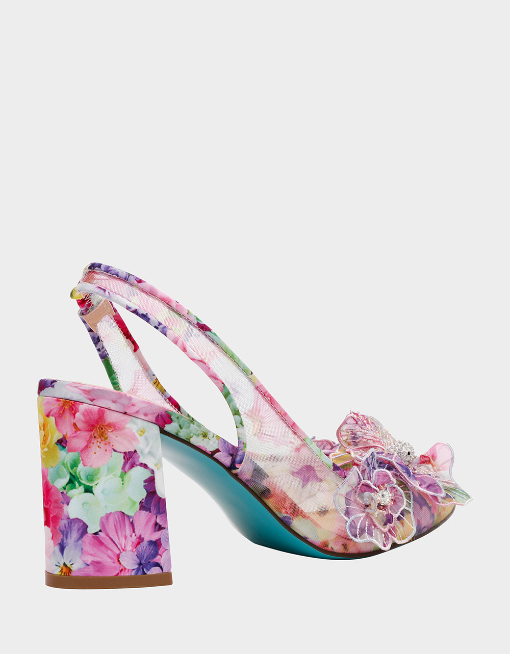 Betsey Johnson Value - PETRA BRIGHT FLORAL Slingback Floral Mesh Block Heel