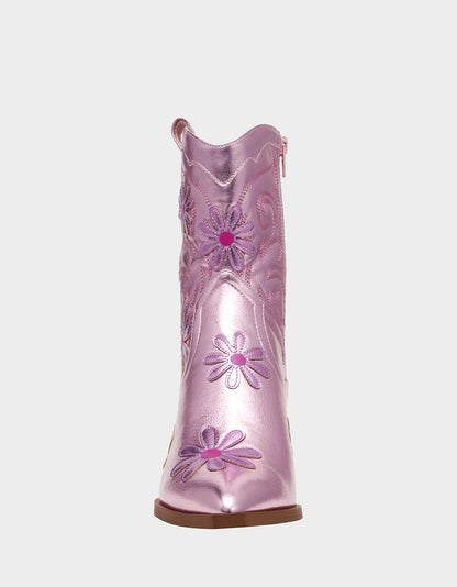 Betsey Johnson Signature - TEDDYY PINK Western Pointed-Toe Ankle Boot