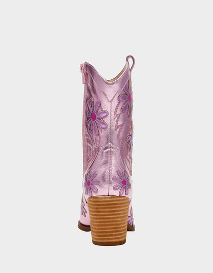 Betsey Johnson Signature - TEDDYY PINK Western Pointed-Toe Ankle Boot