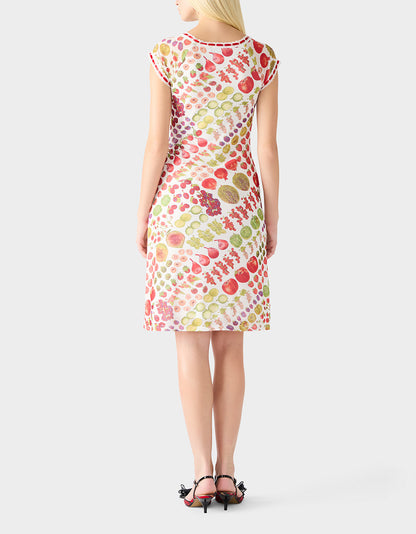 Betsey Johnson Customer Favorite - BETSEY'S FRUIT DRESS WHITE MULTI Women's Fruit Print Short-Sleeved Slip Dress