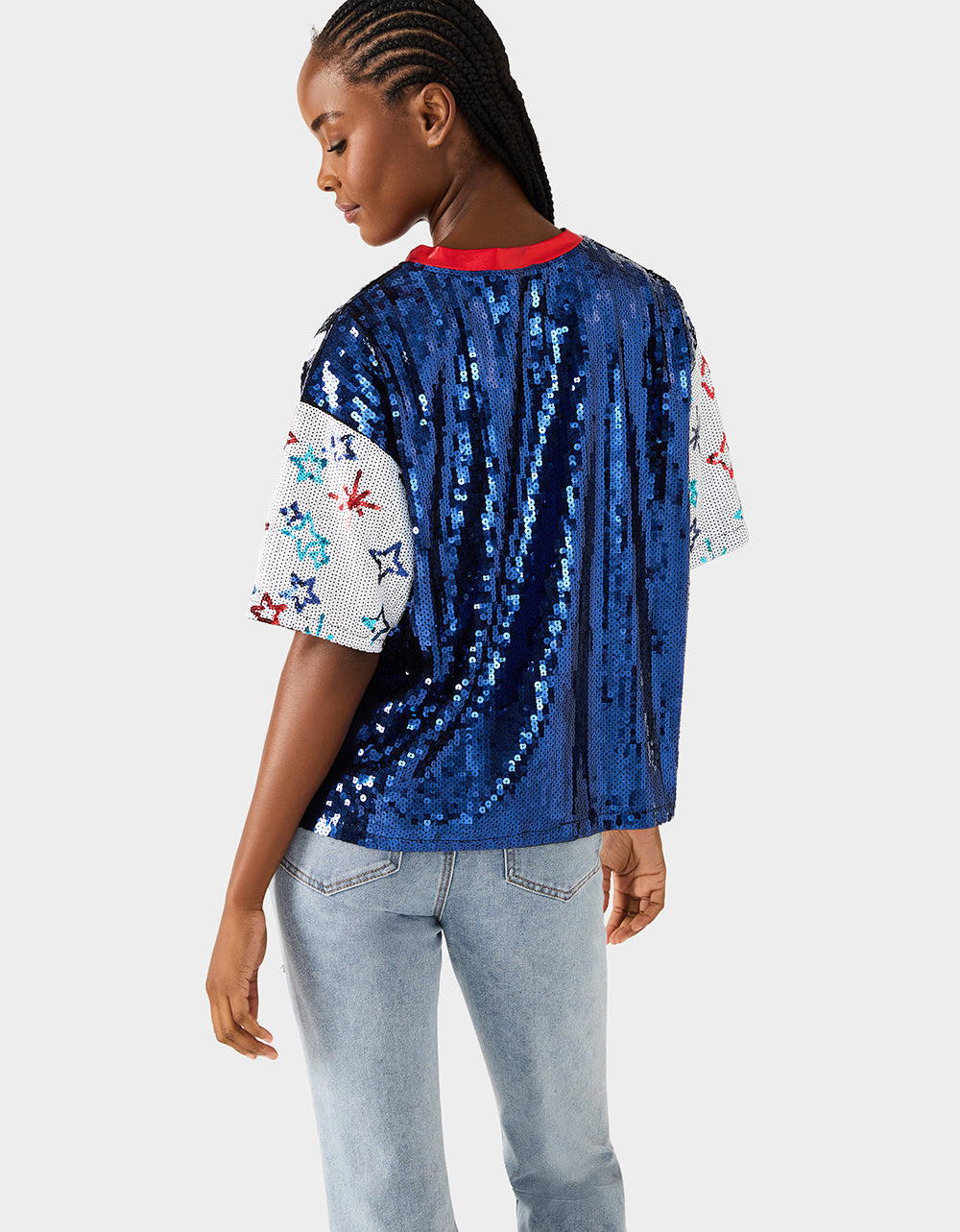 Betsey Johnson Premium - USA JERSEY BLUE Women's Red White and Blue USA Sequin Jersey