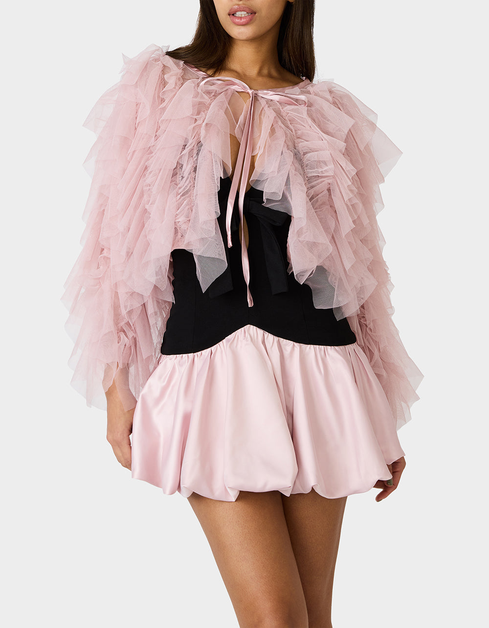 Betsey Johnson Hot Sale - PRIMA PUFF PINK Women's Pink Blush Tulle Shawl Jacket