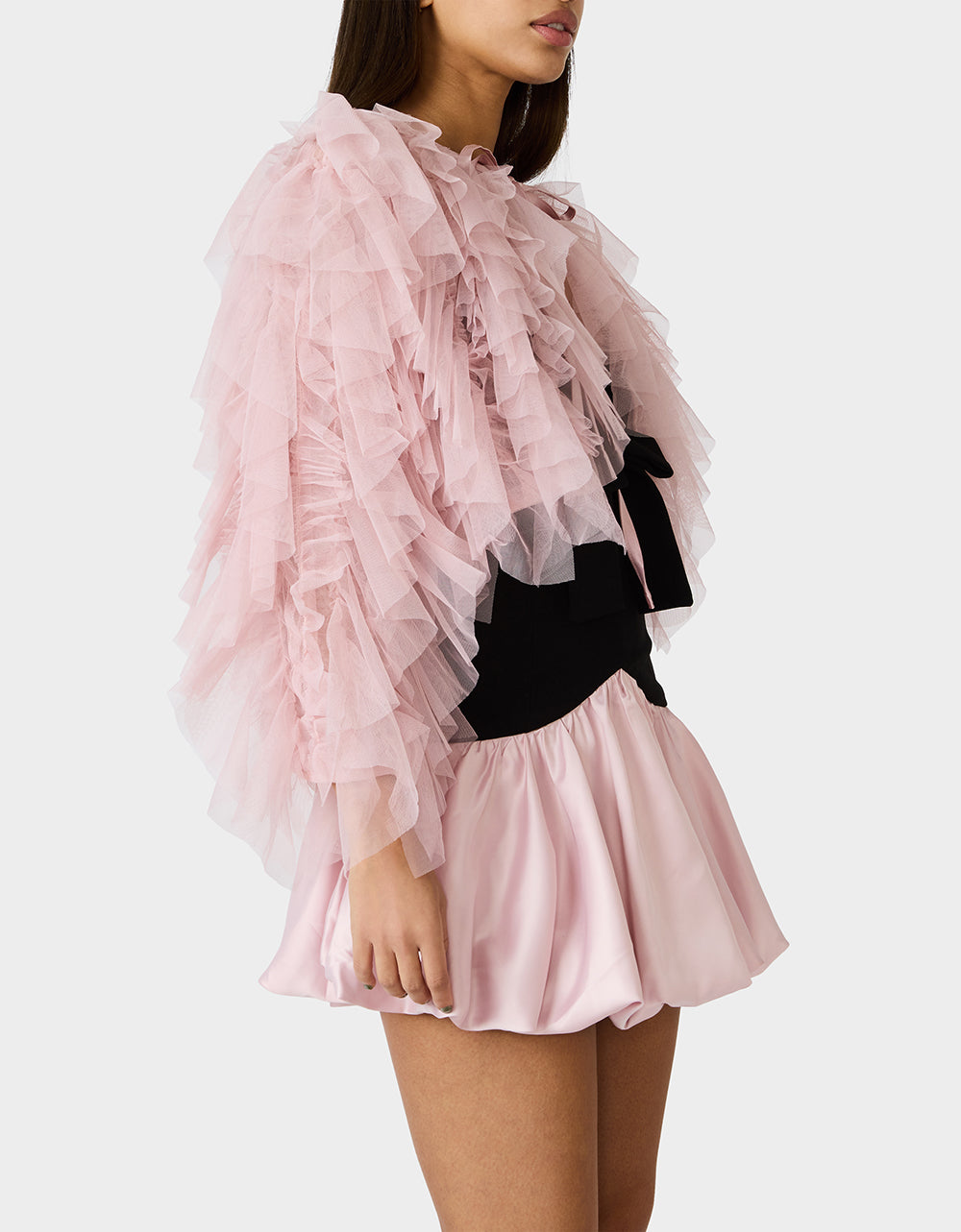 Betsey Johnson Hot Sale - PRIMA PUFF PINK Women's Pink Blush Tulle Shawl Jacket
