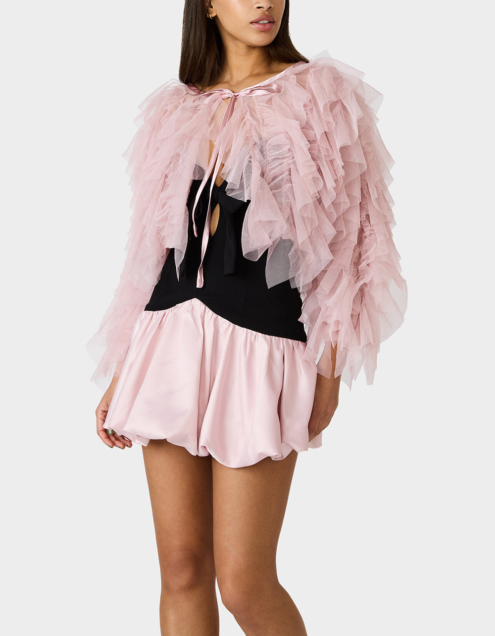 Betsey Johnson Hot Sale - PRIMA PUFF PINK Women's Pink Blush Tulle Shawl Jacket