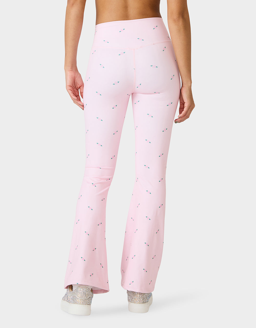 Betsey Johnson Premium - ROSE PRINT CROSSOVER LEGGINGS PINK ROSE Women's Floral Crossover Activewear Legging