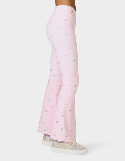 Betsey Johnson Premium - ROSE PRINT CROSSOVER LEGGINGS PINK ROSE Women's Floral Crossover Activewear Legging