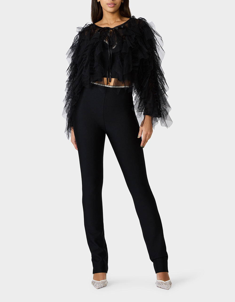 Betsey Johnson Quality - PRIMA PUFF BLACK Women's Black Tulle Shawl Jacket