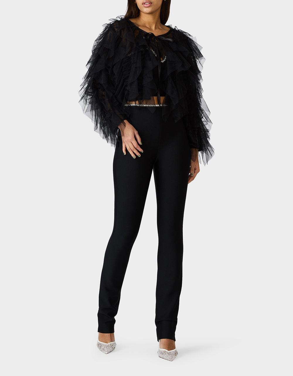 Betsey Johnson Quality - PRIMA PUFF BLACK Women's Black Tulle Shawl Jacket