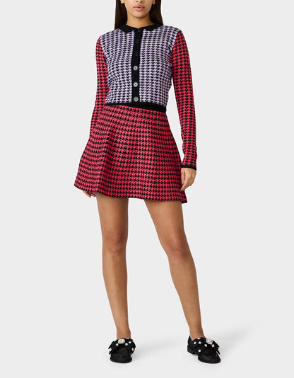 Betsey Johnson Quality - HOT IN HOUNDSTOOTH SET PINK MULTI Women's Pink and Purple Houndstooth Top and Skirt set
