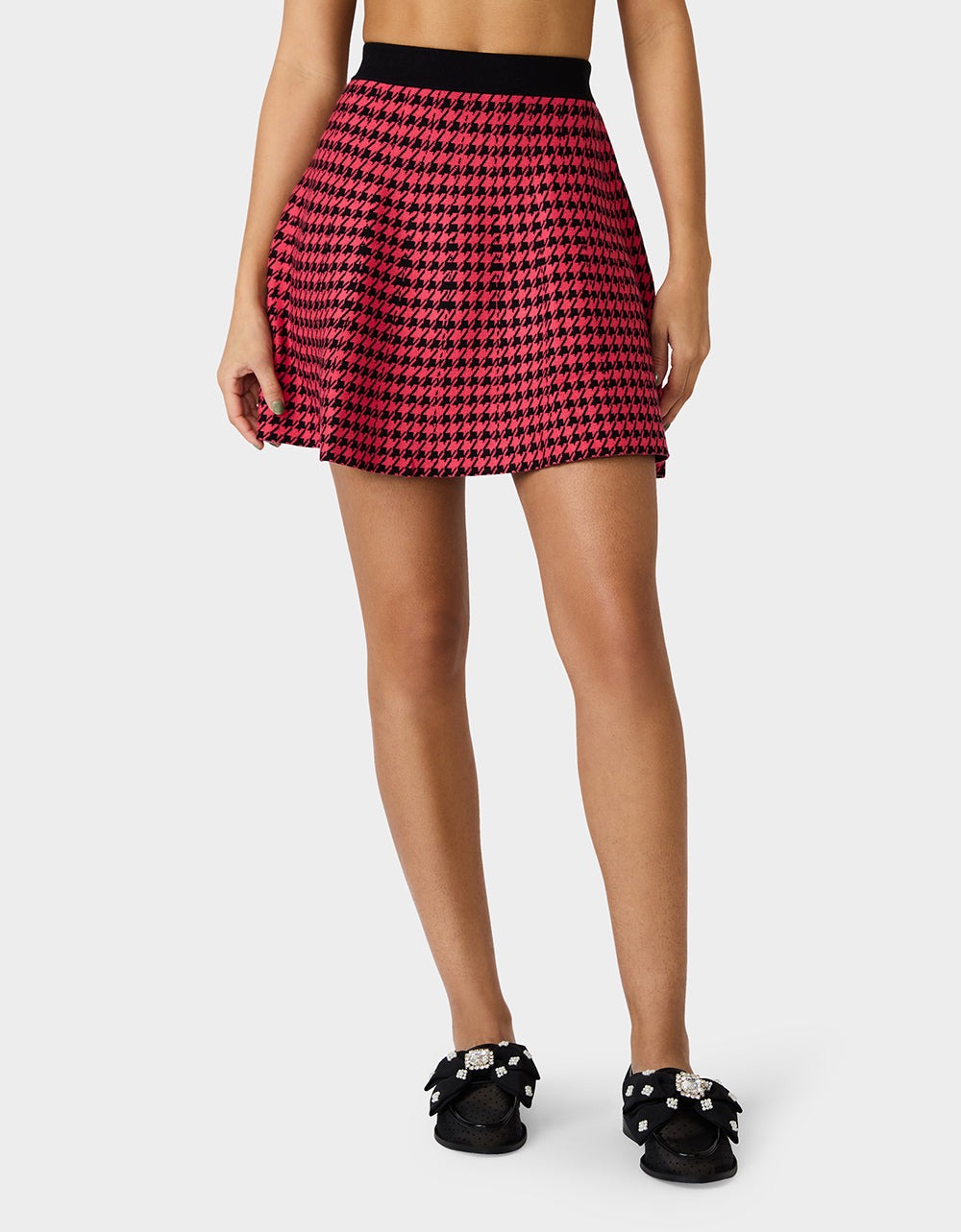 Betsey Johnson Quality - HOT IN HOUNDSTOOTH SET PINK MULTI Women's Pink and Purple Houndstooth Top and Skirt set