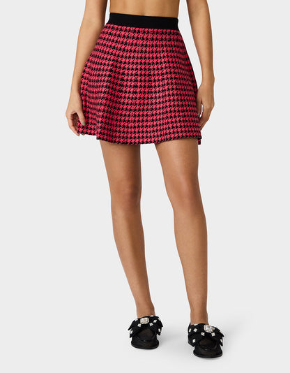 Betsey Johnson Quality - HOT IN HOUNDSTOOTH SET PINK MULTI Women's Pink and Purple Houndstooth Top and Skirt set