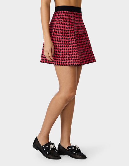 Betsey Johnson Quality - HOT IN HOUNDSTOOTH SET PINK MULTI Women's Pink and Purple Houndstooth Top and Skirt set