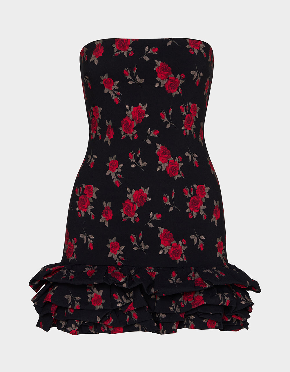 Betsey Johnson Best Price - ROSIE POSIE DRESS BLACK Women's Strapless Floral Rose Print Mini Dress