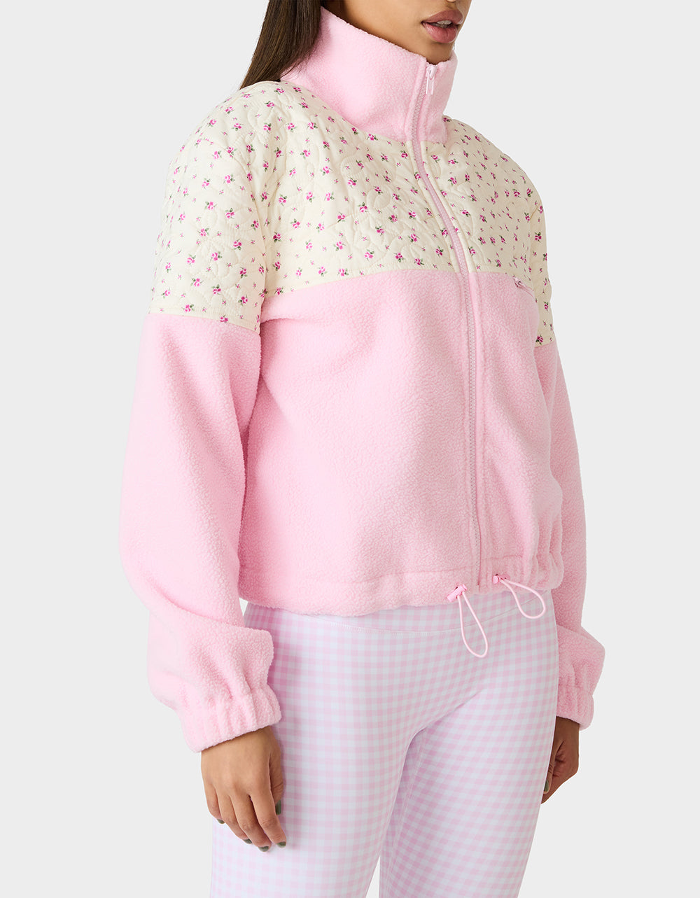 Betsey Johnson Great Value - PRETTY IN PLUSH JACKET PINK Women's Pink Floral Print Plush Jacket