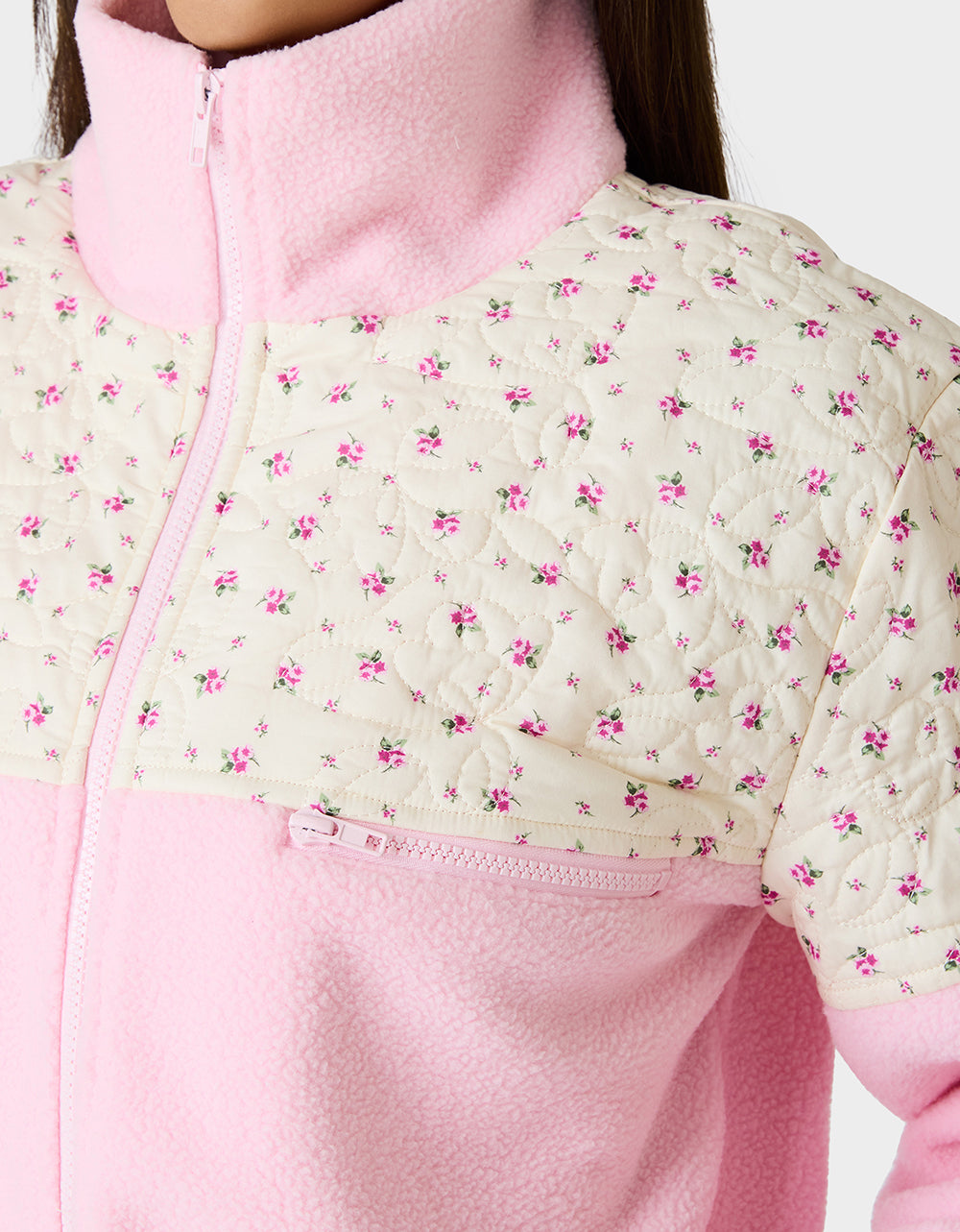 Betsey Johnson Great Value - PRETTY IN PLUSH JACKET PINK Women's Pink Floral Print Plush Jacket