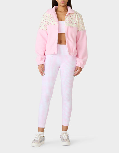 Betsey Johnson Great Value - PRETTY IN PLUSH JACKET PINK Women's Pink Floral Print Plush Jacket