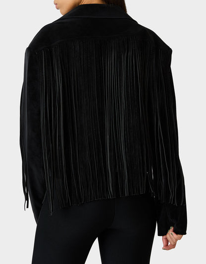 Betsey Johnson Best Seller - FRINGE FEVER JACKET BLACK Women's Black Fringe Jacket