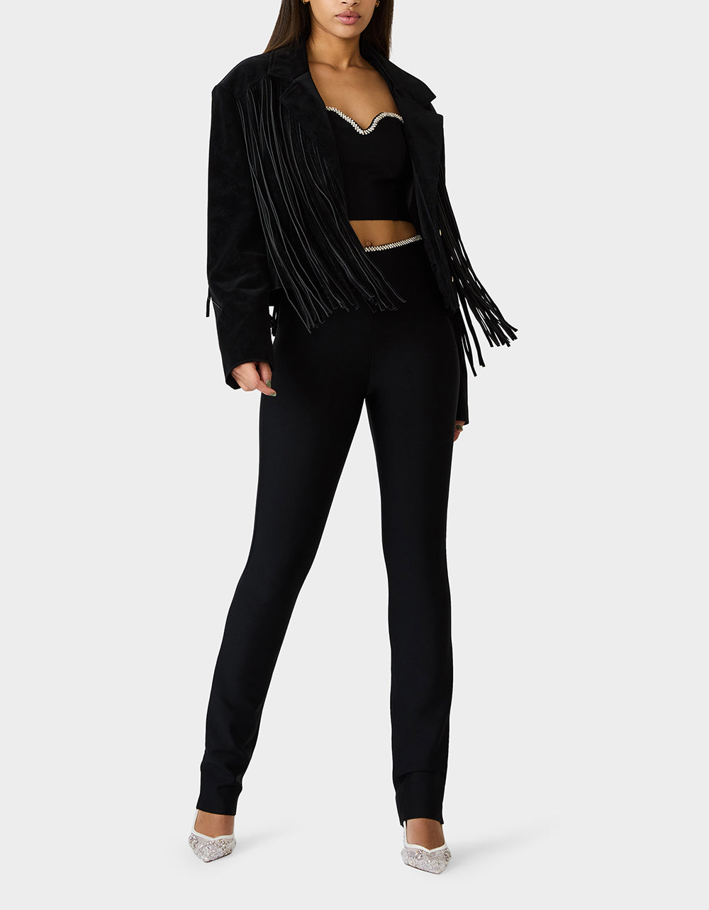 Betsey Johnson Best Seller - FRINGE FEVER JACKET BLACK Women's Black Fringe Jacket