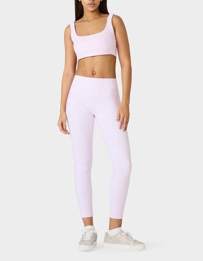 Betsey Johnson Special Offer - GINGHAM PRINT HIGHRISE LEGGING PINK MULTI Women's Pink Gingham Activewear Legging