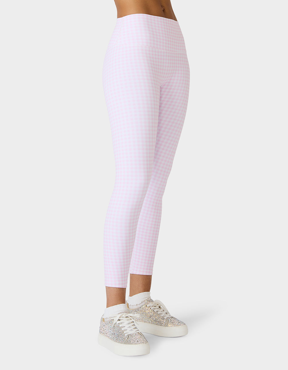 Betsey Johnson Special Offer - GINGHAM PRINT HIGHRISE LEGGING PINK MULTI Women's Pink Gingham Activewear Legging