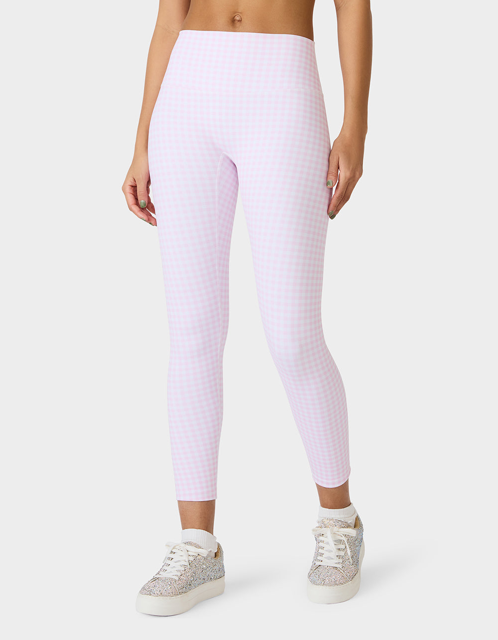 Betsey Johnson Special Offer - GINGHAM PRINT HIGHRISE LEGGING PINK MULTI Women's Pink Gingham Activewear Legging