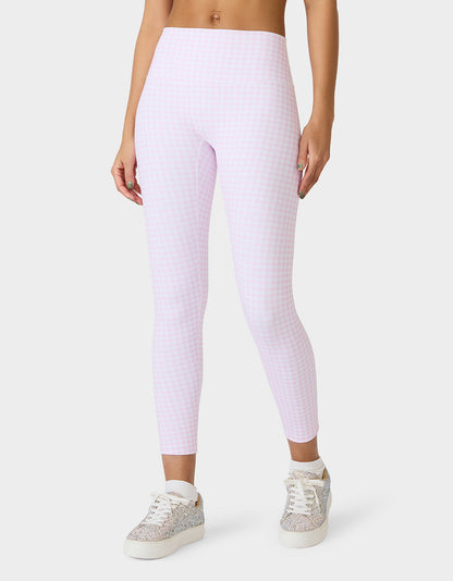 Betsey Johnson Special Offer - GINGHAM PRINT HIGHRISE LEGGING PINK MULTI Women's Pink Gingham Activewear Legging