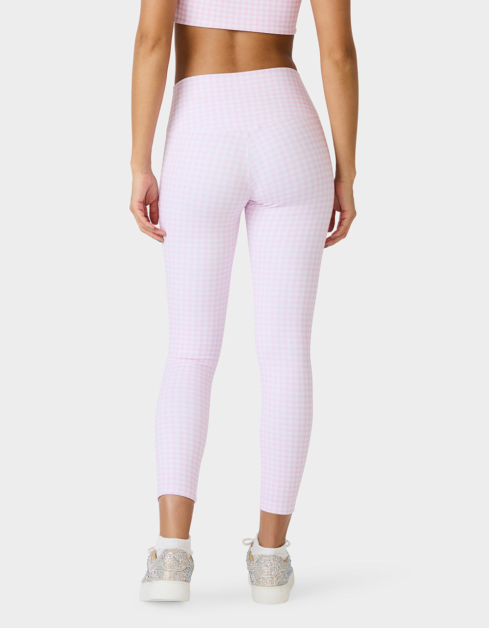 Betsey Johnson Special Offer - GINGHAM PRINT HIGHRISE LEGGING PINK MULTI Women's Pink Gingham Activewear Legging