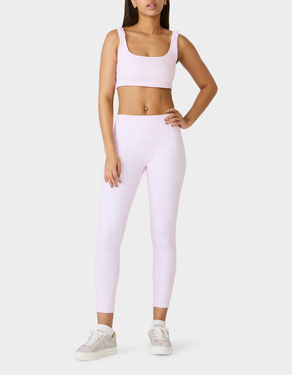 Betsey Johnson Special Offer - GINGHAM PRINT HIGHRISE LEGGING PINK MULTI Women's Pink Gingham Activewear Legging