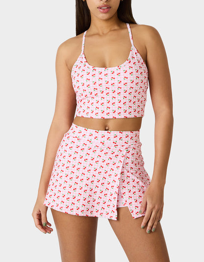 Betsey Johnson Sale - CHERRY GINGHAM SET PINK MULTI Women's Pink Cherry Gingham Activewear Tank Top
