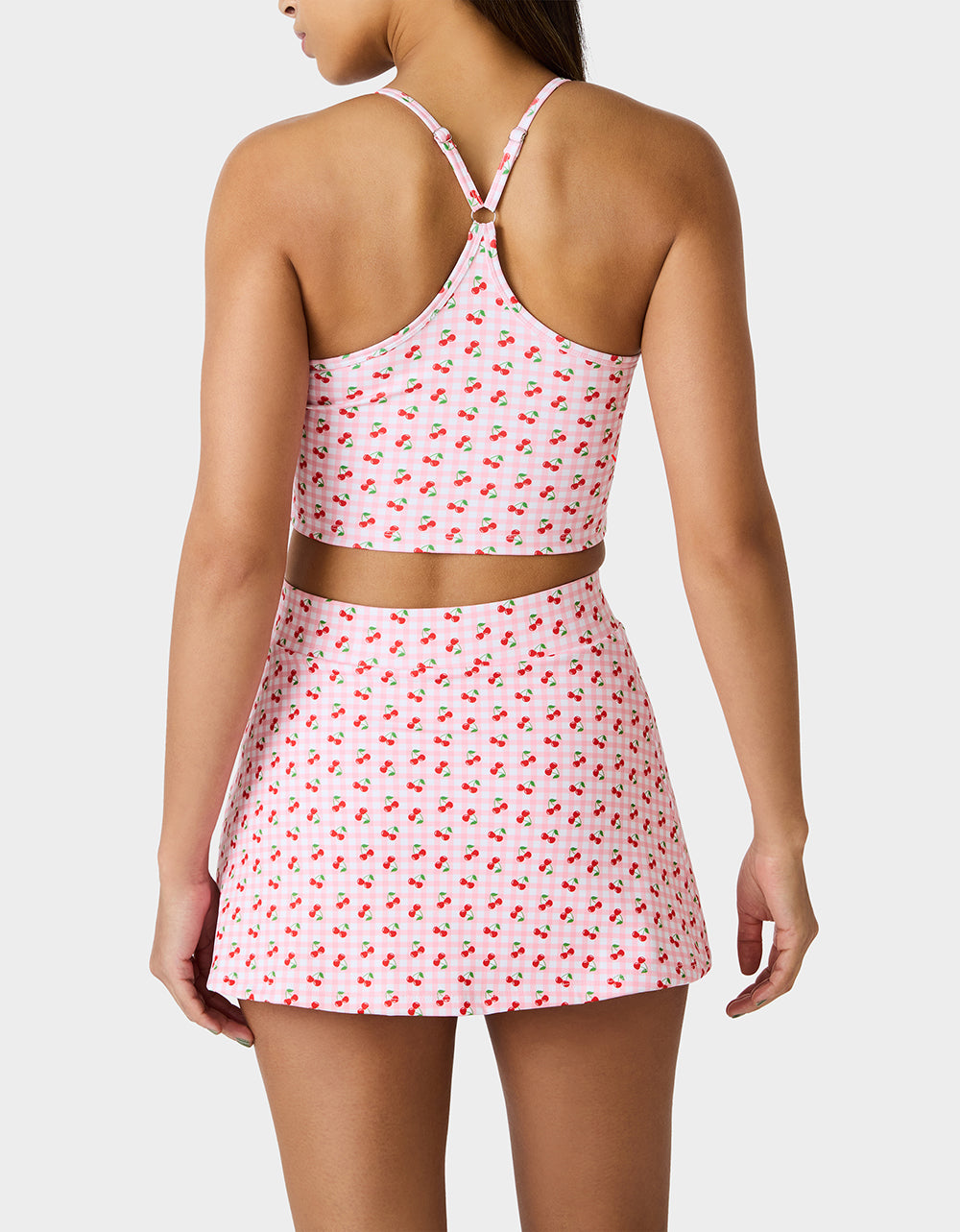 Betsey Johnson Sale - CHERRY GINGHAM SET PINK MULTI Women's Pink Cherry Gingham Activewear Tank Top