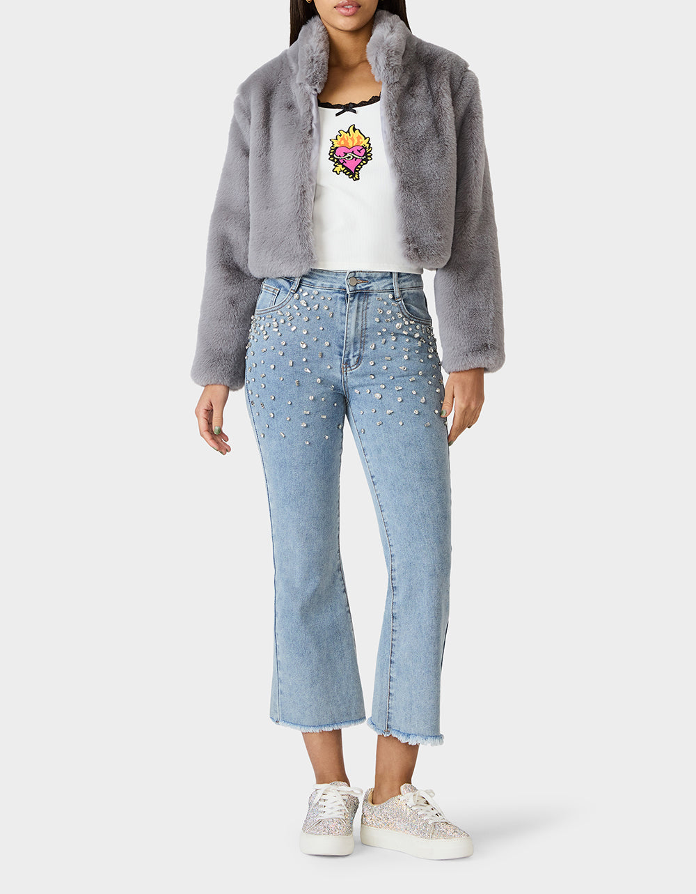 Betsey Johnson Latest - MISTY LUXE FAUX FUR GREY Women's Faux Fur Winter Jacket