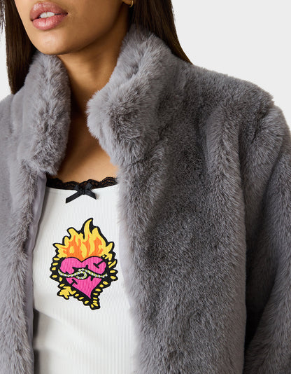 Betsey Johnson Latest - MISTY LUXE FAUX FUR GREY Women's Faux Fur Winter Jacket