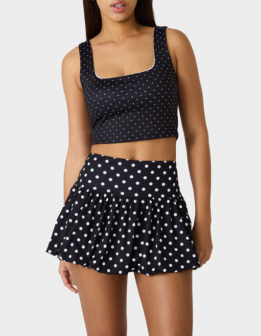 Betsey Johnson Signature - POLKA DOT PRINT CROP TOP TANK BLACK MULTI Women's Crop Top Tank Activewear and Loungewear