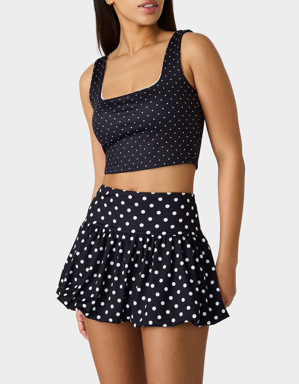 Betsey Johnson Signature - POLKA DOT PRINT CROP TOP TANK BLACK MULTI Women's Crop Top Tank Activewear and Loungewear