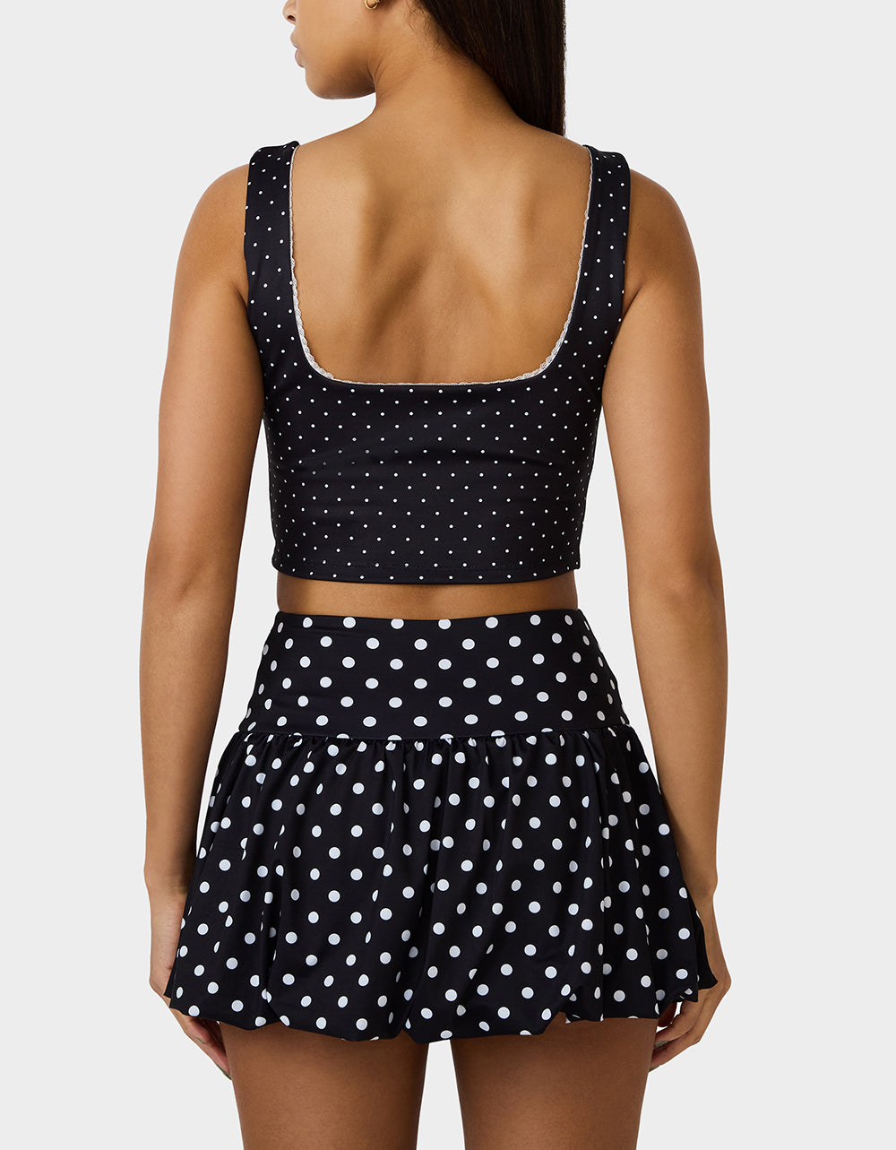 Betsey Johnson Signature - POLKA DOT PRINT CROP TOP TANK BLACK MULTI Women's Crop Top Tank Activewear and Loungewear