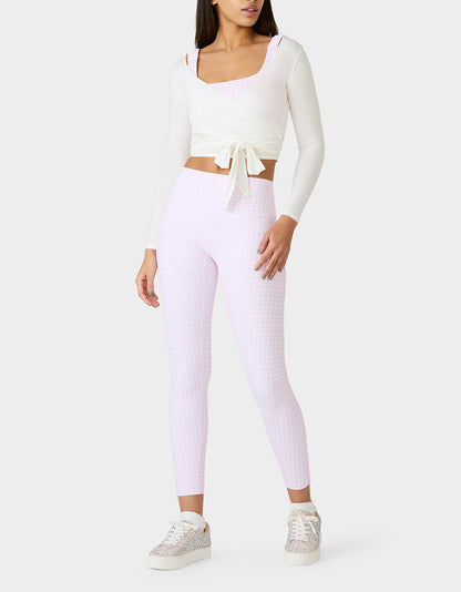 Betsey Johnson Everyday - LONG SLEEVE V NECK WRAP TOP WHITE Women's White Activewear Wrap Long Sleeve Top
