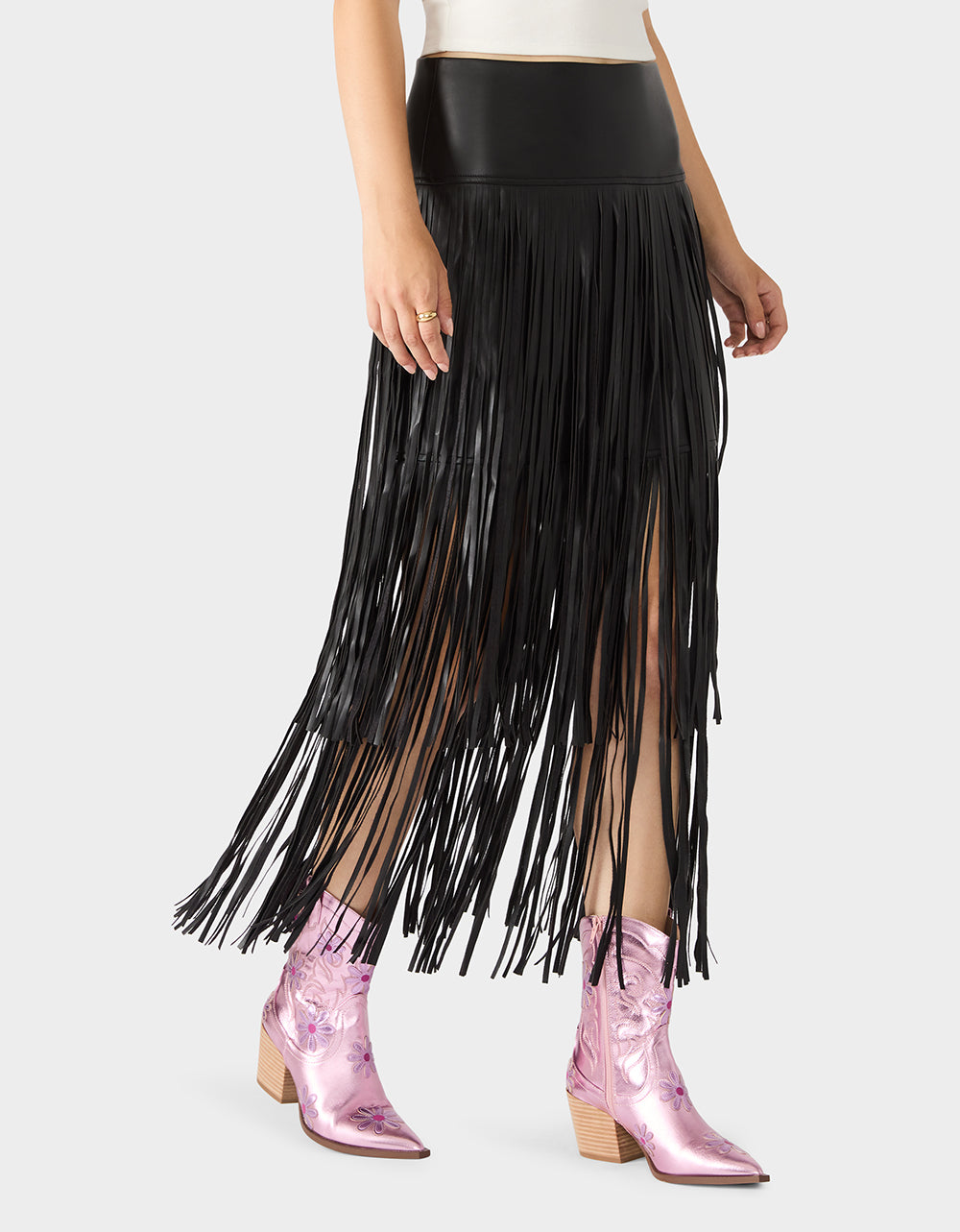 Betsey Johnson Hot Sale - MIDNIGHT RODEO SKIRT BLACK Women's Fringe Maxi Skirt