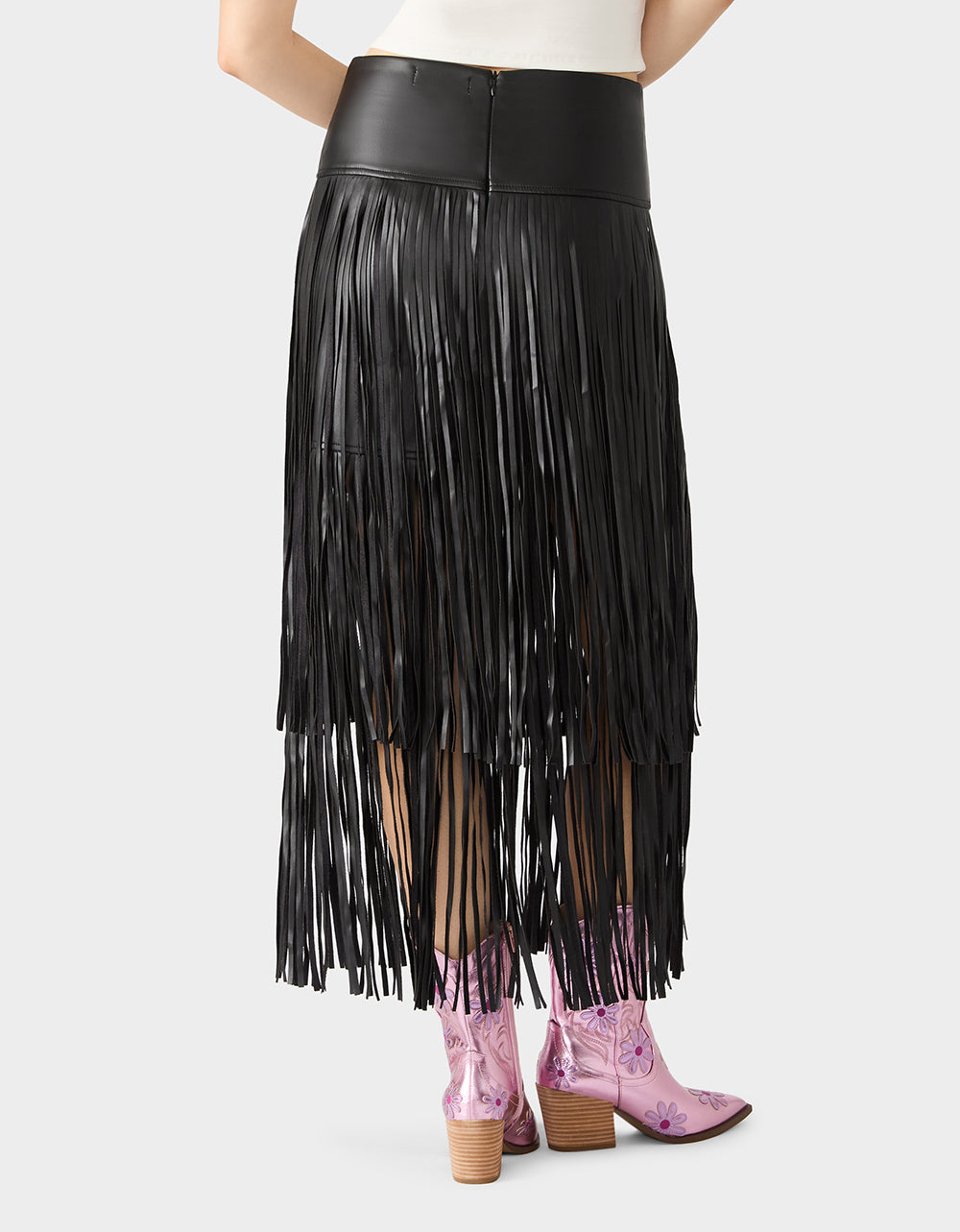 Betsey Johnson Hot Sale - MIDNIGHT RODEO SKIRT BLACK Women's Fringe Maxi Skirt