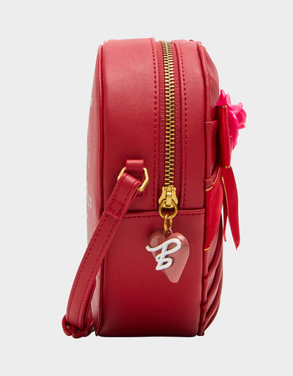 Betsey Johnson Smart Buy - KITSCH RETRO ROMEO RED Women's Valentine's Day Heart Crossbody Handbag